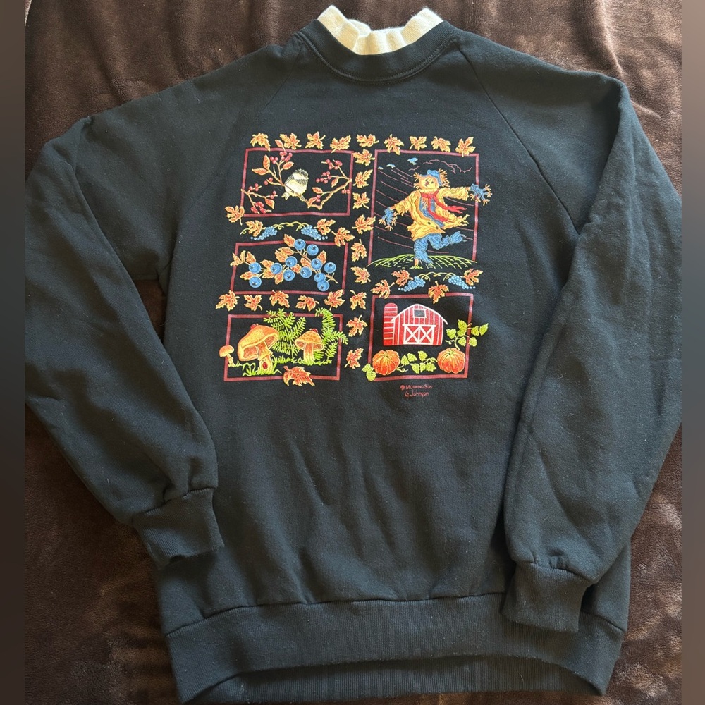Morning Sun Fall Farm Turtleneck Sweatshirt Women’s Medium